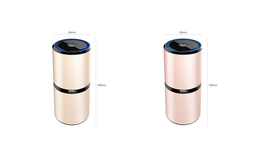 Car Air Purifier with Dual USB Charger and Ionizer