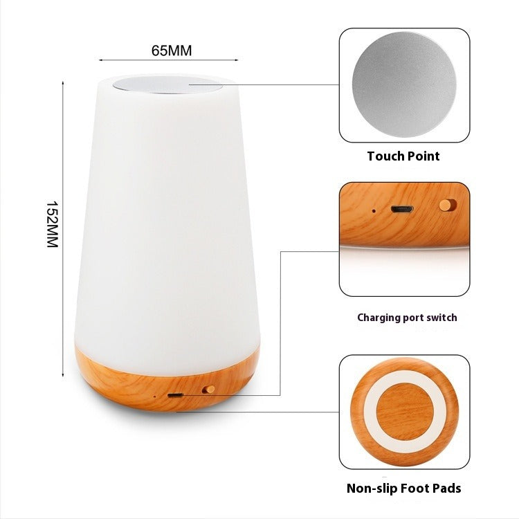 Wood Grain Rechargeable Remote Touch Lamp