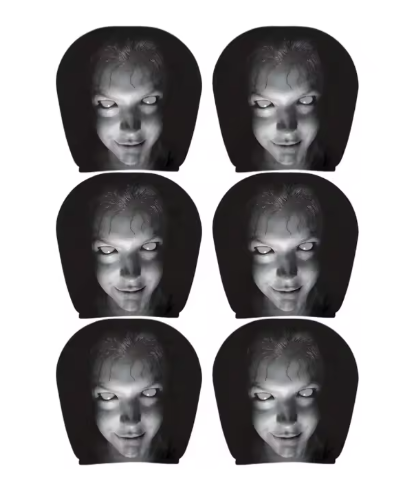 Glow-Eye Creepy Face Car Headrest Covers