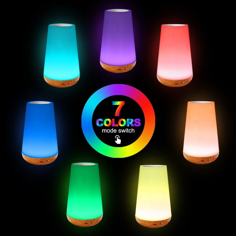 Wood Grain Rechargeable Remote Touch Lamp