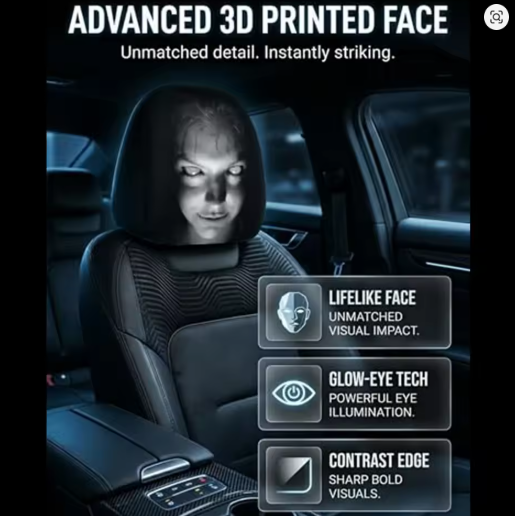 Glow-Eye Creepy Face Car Headrest Covers