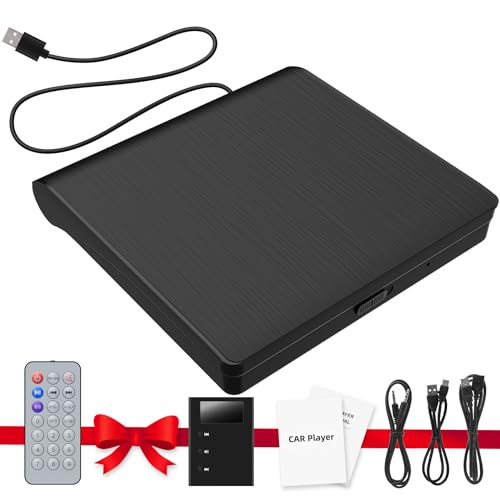 Jimtour Portable External CD Player for Car New Universal Car CD Player for Car Without CD Player USB CD Player for Car USB AUX Port Plugs into Car Laptop TV - with Extra USB Cable and Audio Kit