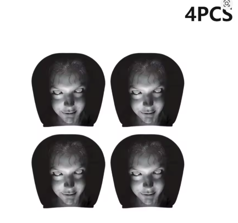 Glow-Eye Creepy Face Car Headrest Covers
