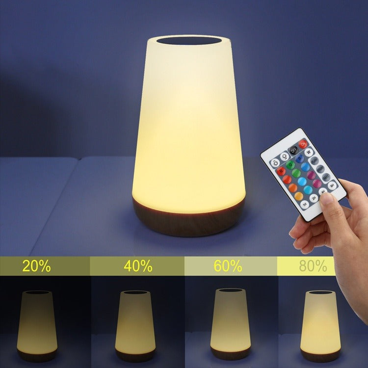 Wood Grain Rechargeable Remote Touch Lamp
