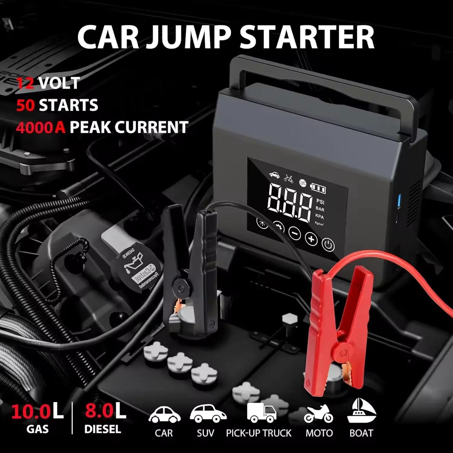 Car Starter Power Pack with Booster Charger